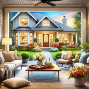 Real estate agent writing a compelling home listing description on a laptop, highlighting key features to attract buyers and sell homes fast