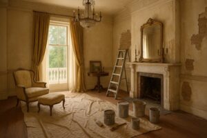 DIY Home Disaster Example – Crooked Shelves and Peeling Paint