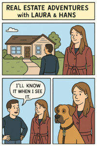 Buyer looking at homes with a determined expression, waiting for that special feeling.