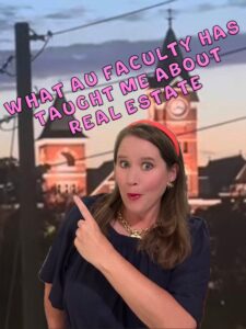 Auburn University professor walking across campus with books in hand and fall leaves on the ground