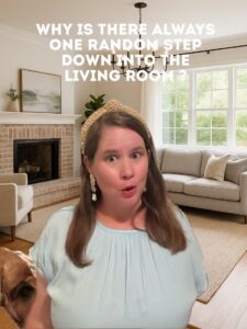 Random step down into living room — quirky home feature