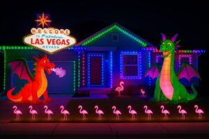 Auburn home covered in bright LED holiday lights