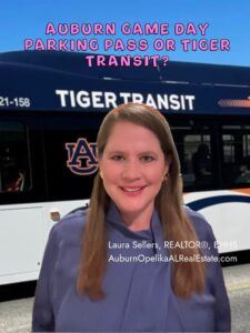 Auburn fans heading to Jordan-Hare Stadium with parking pass and Tiger Transit options