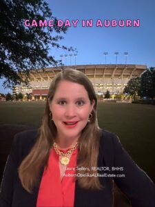 Auburn gameday tailgating tents and Jordan-Hare Stadium crowds