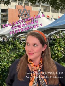 Auburn tailgate BBQ near Jordan-Hare Stadium and downtown restaurants