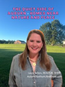 Quiet side of Auburn homes with wooded lots near Farmville Road, north Auburn, and rural Opelika