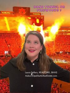 Auburn band tunnel and fireworks at Jordan-Hare Stadium