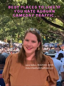 Peaceful Auburn neighborhood with quiet streets on a fall game day