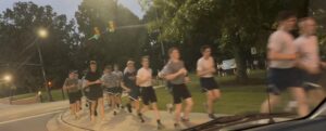 ROTC cadets running near Auburn University campus
