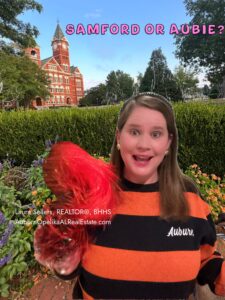 Auburn University Samford Hall or Aubie Photo | REALTOR® Laura Sellers, Auburn, AL Visitors taking photos at Samford Hall and with Aubie at Auburn University.