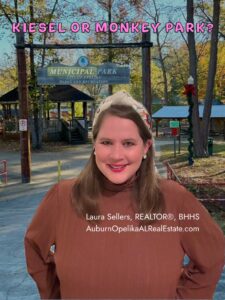 Auburn REALTOR® Laura Sellers walking her mastiff Hans through Kiesel Park and Monkey Park.