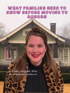 Family walking through Auburn Alabama neighborhood with children and bicycles