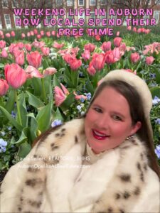 Locals enjoying a sunny weekend in downtown Auburn, Alabama