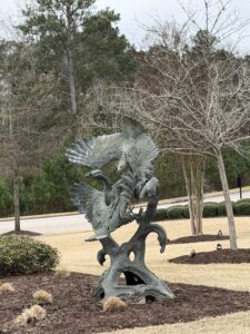 bronze sculpture landscaping VCOM Auburn campus Auburn Alabama