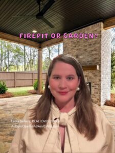Backyard firepit and garden comparison in Auburn Alabama home