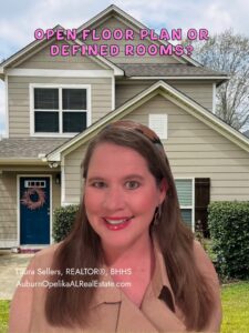 Open floor plan versus defined room home layouts in Auburn Alabama