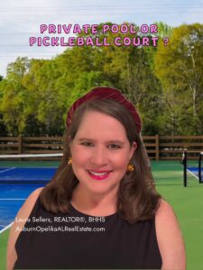 Auburn homeowner choosing between a private swimming pool and a private pickleball court