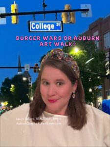 Living in Auburn Alabama featuring Burger Wars, Auburn Art Walk, the Jule Collins Smith Museum of Fine Art, and the Gogue Performing Arts Center.