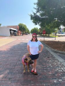 Historic downtown Opelika, Alabama decorated with American flags ahead of the Fourth of July and America's 250 celebration.