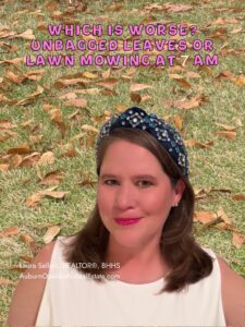 Living in Auburn neighborhood with fall leaves and lawn care