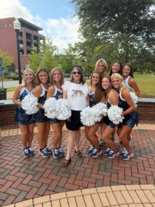 Auburn University cheerleaders performing during the pep rally at Toomer’s Corner in Downtown Auburn