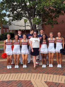 Auburn University cheerleaders performing during the pep rally at Toomer’s Corner in Downtown Auburn