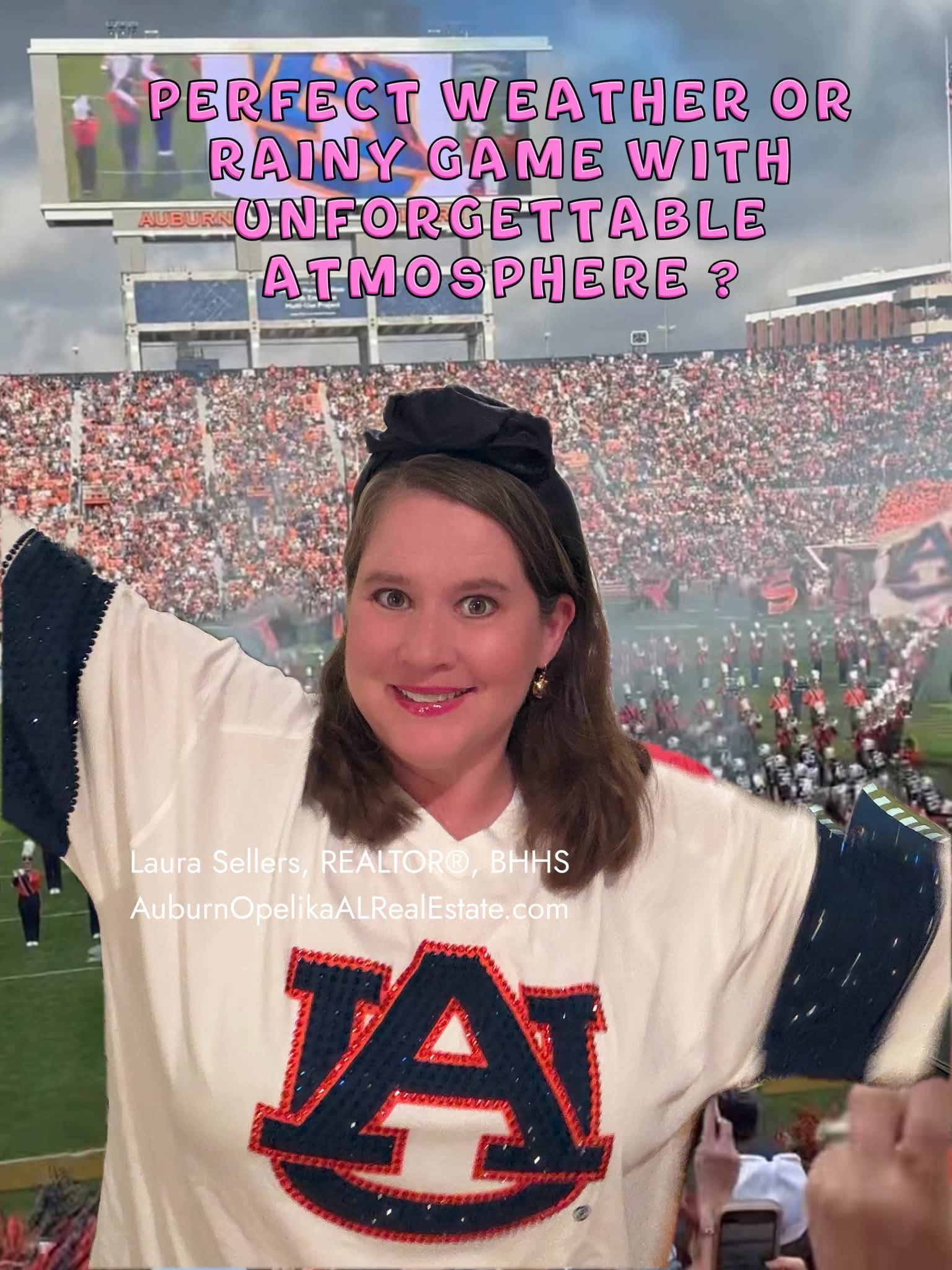 Laura Sellers presenting a perfect-weather or rainy Auburn game-day question